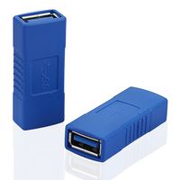 Sienoc USB 3.0 Type-A Female to Type A Female SuperSpeed Coupler Connector Color Blue - 2 Pack