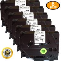 TZe-231 TZ-231 Compatible 6PK for Brother P-Touch TZ TZe Tape Label Black on White 12mm(0.47 Inch) x 8m (26.2ft)