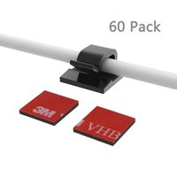 Yocice Cable Clips 60pcs with Strong Adhesive Tapes,Wire Holder Organizer Cord Management for Car, Office and Home -Black,CC05