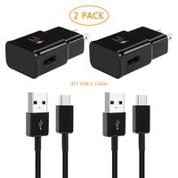 Adaptive Fast Wall Charger and 4-Feet USB Type C Data Cable Kit Compatible with Samsung Galaxy S10/S10+/S9/S9+/S8/S8+/Active/Note 8/Note 9 & Other Smartphones (2 Packs)