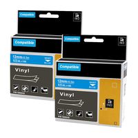 Unistar Compatible Industrial Permanent Vinyl Label Tapes Replacement for DYMO Rhino 4200 5200 Label Maker, White on Blue, 1/2 inch x 18 feet, 2 Pack