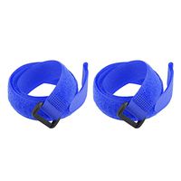 uxcell 2pcs Hook and Loop Straps, 3/4-inch x 28-inch Securing Straps Reusable Fastening Cable Tie (Blue)