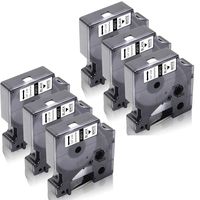 Absonic Tape Cassette Replacement D1 45013 S0720530 Label Tape for DYMO LabelManager 160 210D 210D Kit 260P 280 360D 420P 450D Wireless PnP 500TS (1/2" x 23', 12mm x 7m, Black on White) - 6 Pack