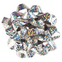 JAM PAPER Gift Bows - - Small - 3 1/2 Diameter- Speckled Silver - 12/Pack
