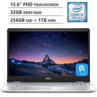 2019 Newest Dell Inspiron 15.6" Full HD LED-backlit Touchscreen Laptop, Intel Core i5-8265U Processor up to 3.9GHz, 32GB RAM, 256GB M.2 SSD + 1TB HDD, Backlit Keyboard, Wireless-AC, Windows 10, Silver