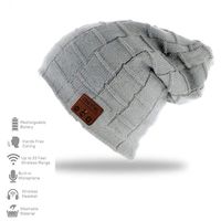 HONGYU Fashion Bluetooth Beanie Music Hat  Wireless Smart Beanie Music Cap with HD Stereo Speaker,Built-in Mic Noise Cancelling Microphone for Running Skiing Skating -Light gray