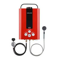 Tankless Water Heater, GASLAND Outdoors BE158R 1.58GPM 6L Portable Gas Water Heater, Instant Propane Water Heater, Overheating Protection, Easy to Install, for RV Cabin Barn Camping Boat, Red