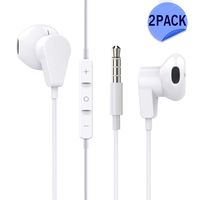 Earbuds Microphone with Volume Control, 2 Pack Stereo Headphones with Mic, Android Earphones Noise Cancelling Earphone