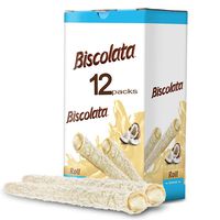 Biscolata Nirvana Rolled Wafers with Premium Chocolate Cream Filled - 12 Pack Rolled Wafer with Milk Chocolate (Coconut)