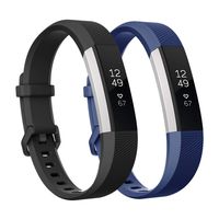 Fundro Replacement Bands Compatible with Fitbit Alta Bands and Alta HR Band, Newest Sport Strap Wristband with Secure Buckle for Women Men Boys Girls, 2- Pack (Small, A Black+Navy Blue)