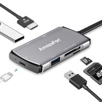 USB C Hub,AmazeFan 6in 1 USB C Adapter 3.1 with Type C Charging Port,4K HDMI,2 USB 3.0 Ports,SD &TF Card Reader,a USB-C to PC Port for MacBook Pro,USB Flash Drives and More USB C Devices(Space Gray)