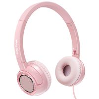 On Ear Headphones with Mic, Jelly Comb Portable Fold-Flat Wired Headphones for Kids, Teenagers, Adults (Pink)