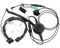 SUNDELY Military Grade Tactical Throat Mic Headset Earpiece with Finger PTT for Garmin Rino GPS 2 Two Way Radio Walkie Talkie Combo 1-pin