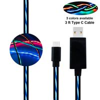 BUSOH Led USB Charging Cable Android Light Up Type C Charger Cable [3ft/0.9 M] EL Flowing Light Glowing Charging Wire for Samsung Galaxy S10/S9/S8 plus/Note 9/8/Google Pixel 2/2XL/XL/3/LG V30/Macbook/