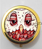 BlackKey Tribal Aztec Owl Tribal Animal Face 3-Compartment Decorative Pocket Gift Box Case Organizer for Pill, Color 2 -982