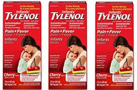 Infants wTdLYg Tylenol Oral Suspension, Fever Reducer and Pain Reliever, Cherry, 2 oz (3 Pack)