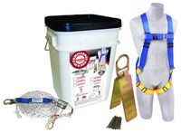 3M Protecta Compliance In A Can, 2199803, Roofers Kit, 5-Point Harness, Reusable Roof Anchor, Rope Grab, 50' Rope Lifeline, White Bucket