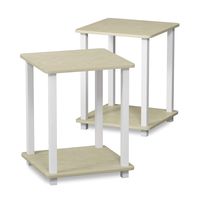 FURINNO Simplistic End Table, Cream Faux Marble