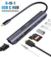 USB C Hub HDMI VGA Adapter-[Upgraded] VEOOVE 9 Port USB Type C to HDMI 4K for Samsung Dex Station for Galaxy S10/S9/S8 Note 9/8, Compatible with MacBook Pro/Air 2018/2019 More (Volcano-Grey)