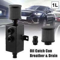 RYANSTAR Oil Catch Can baffled Tank with Breather & Drain Tap 1L (1000 ml) Baffled Reservoir Tank Aluminum Black