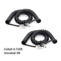 Telephone Handset Cord Detangler Cable Pure-Copper Coiled 0.72 to 6 Feet Uncoiled Landline Phone Spiral Curly Cable Extension Modular Wire Lead Compatible 4p4c RJ9/RJ10/RJ22 (Black-2pcs)
