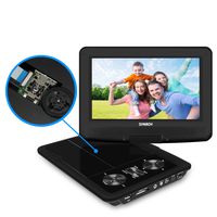 SYNAGY 9" Portable DVD Player CD Player with Swivel Screen Remote Control Rechargeable Battery Car Charger Wall Charger, Personal DVD Player (Black)
