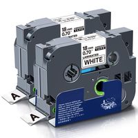 PTouch Label Tape TZ241 TZ-241 TZe-241 TZe241 0.7 Inch Compatible for Brother PT-D400AD PT-D600 T-D600VP PT-1230PC PT-P750W PT-P700 PT-P900W PT-2730 (3/4" x 26.2', 18mm x 8m, Black on White) - 2 Pack