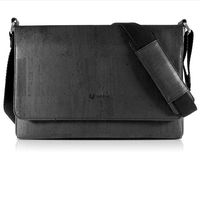 Corkor Messenger Laptop Bag for Men, Vegan Cork with Cross body Strap, Black
