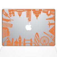 The Decal Guru Around The World Monuments Decal Vinyl Sticker, 13" MacBook Pro (2015 & Older Models), Orange (1385-MAC-13P-P)