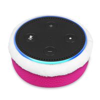 Fintie Protective Case for Amazon Echo Dot (fits All-New Echo Dot 2nd Generation) - Premium Vegan Leather Sleeve Cover Plush Lined Holder Stand, Magenta