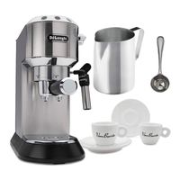 DeLonghi EC685M Dedica Deluxe Pump Espresso Machine, Silver Includes Frothing Pitcher, Coffee Spoon and 2 Espresso Cups Bundle