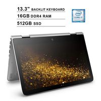 HP Envy X360 QHD 1440P 13.3 Inch Touchscreen 2-in-1 Laptop - Intel Dual Core i7-7500U Up to 3.5GHz, Intel HD 620, 16GB RAM, 512GB PCIe SSD, WiFi, Bluetooth, Backlit KB, Windows 10 Pro (Renewed)