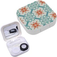 Portable Contact Lens Case Box Travel Kit Mirror + Bottle + Tweezers Container Holder [ Norwegian Fabric ]