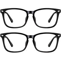 2 pack Blue Light Blocking Glasses, Anti Glare UV Ray Filter Square Metal Computer Gaming Eyeglasses for Women Men