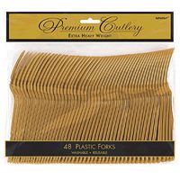Premium Heavy Weight Plastic Forks | Gold | Pack of 48 | Party Supply