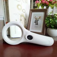 Hand-held Magnifier, Large 4X Magnifier, 8 high-Brightness LED Lamps for Reading, Inspection, Exploration, Hobby Research (White)