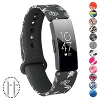 honecumi Bands Compatible with Fitbit Inspire/Inspire HR Sports Watch Band Strap Wristband Bracelet Replacement Accessory with Pins for Men Women Blue Flower/Blue Spacey/Paw Pattern Small Bands