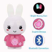 alilo Honey Bunny 8GB MP3 Player with Bluetooth Kids Learning Toys Bedtime Story Night Light (Bilingual Pink)