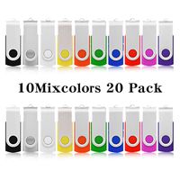 USB Flash Drive 1GB 20 Pack Bulk, Pen Drive AreTop USB2.0 Gig Stick Memory Stick Swivel Thumb Drives for Fold Date Storage (20Pcs-Multicolors)