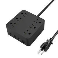 Power Strip - 6 Outlet Surge Protector with 4 USB Ports Fast Charging, 10A 5ft Long Extension Cord, Adjustable Voltage 100-250V for iPhone iPad Home Office Travel Cruise Ship Laptop Computer UL Listed