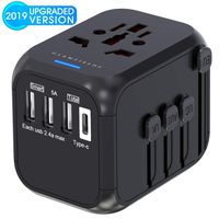 Glamfields travel adapter worldwide all in one international power adapter fast wall Charging cover 200+ countries 100V-250V (EU UK USA AU Plug) (3USB+1Type C) (1500W/6A)