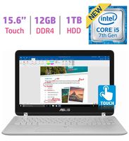 ASUS 15.6" 2-in-1 FHD Touchscreen Laptop PC, Core i5-7200u, 12GB DDR4 SDRAM, 1TB HDD, Fingerprint reader, Backlit Keyboard, Windows 10 (Renewed)