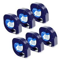 Replace Dymo LetraTag Label Maker Refills 91331 (S0721660) Dymo Plastic Black on White Label Tape, Compatible with Dymo LetraTag Label Maker LT-100H LT-100T QX50, 1/2 Inch x 13 Feet, 12mm x 4m, 6-Pack