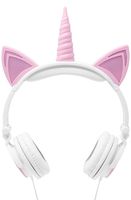 Gabba Goods Premium LED Light Up in The Dark Unicorn Over The Ear Comfort Padded Stereo Headphones with AUX Cable | Earphone Gift- White