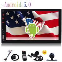 Free Rear Camera+ Double Din Android 6.0 in Dash Car Stereo with Bluetooth 7 Inch HD Touch Screen Support WiFi,GPS/Navigation,Mirror Link,USB/SD/AUX/AM/FM Car Radio,Microphone,Wireless Remote(No DVD)