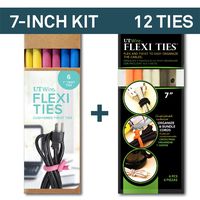 UT Wire 7" Flexi Ties Cable Wrap - (Orange/Gray/Black/Yellow/Pink/Blue) - 12 Count