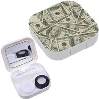 Portable Contact Lens Case Box Travel Kit Mirror + Bottle + Tweezers Container Holder [ Dollars Money Tileable ]
