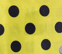 Polycotton Fabric Printed Polka DOTS Black Yellow / 60" Wide/Sold by The Yard