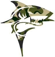 hBARSCI Shark Vinyl Decal - 5 Inches - for Cars, Trucks, Windows, Laptops, Tablets, Outdoor-Grade 2.5mil Thick Vinyl - Camo Print