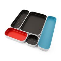 Three By Three Seattle Drawer Organizer Pack of 5, 1", Sky Blue/Black/Red/Dots (52295)